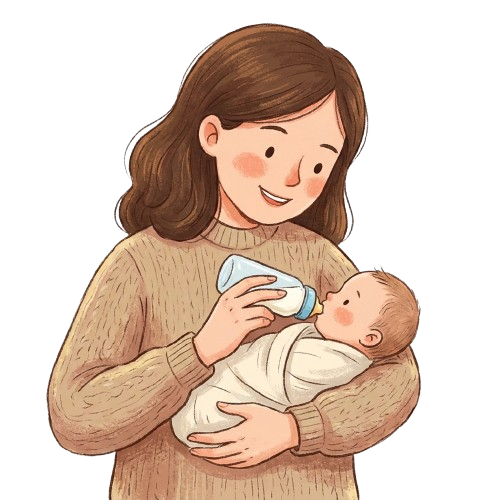 Bébé qui boit sereinement son biberon d'eau filtrée
